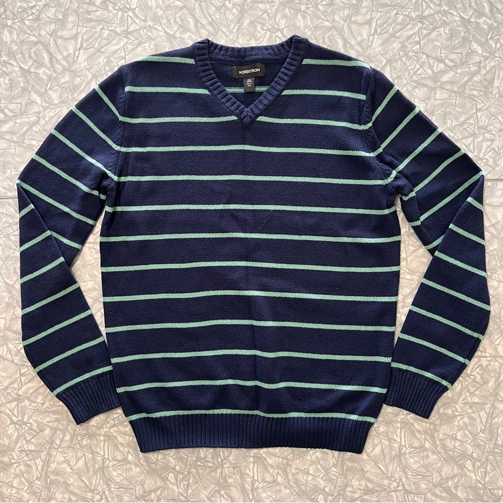 Nordstrom Kids Striped Sweater, Navy & Green, Size XXL